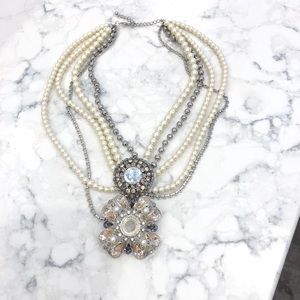 ASOS statement diamond & pearl necklace